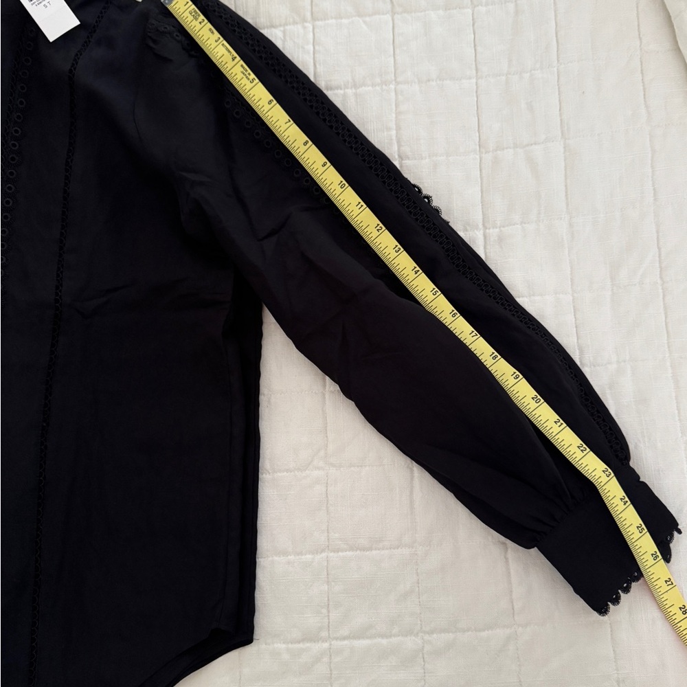 Ann Taylor Tall Eyelet Pintucked Blouse Black Size Small Tall - Picture 13 of 13